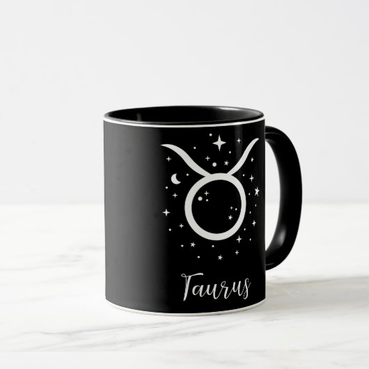 Elegante Black Zodiac-Zeichen-Tasse Tasse (VorderseiteRechts)