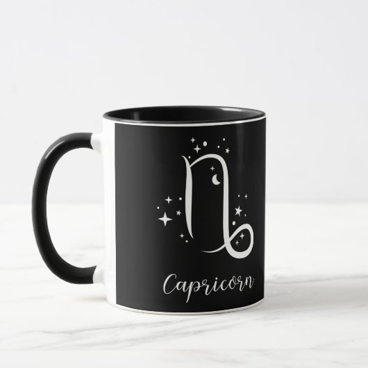 Elegante Black Zodiac-Zeichen-Tasse Tasse (Links)