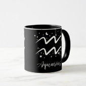 Elegante Black Zodiac-Zeichen-Tasse Tasse (VorderseiteRechts)