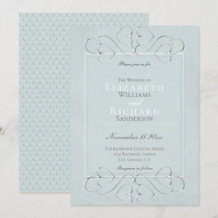 Elegante Blale Dusty Romantische Hochzeit Einladung