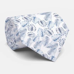 Elegante Blanca con hojas azules Krawatte