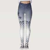 elegante blanco y azul con zigzag leggings (Vorderseite)