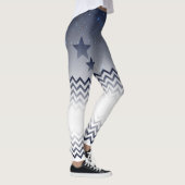 elegante blanco y azul con zigzag leggings (Rechts)