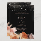 Elegante Blank und orange Tinte Hochzeit Einladung (Vorne/Hinten)