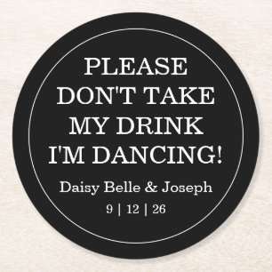 Elegante Blank & White Wedding Runder Pappuntersetzer