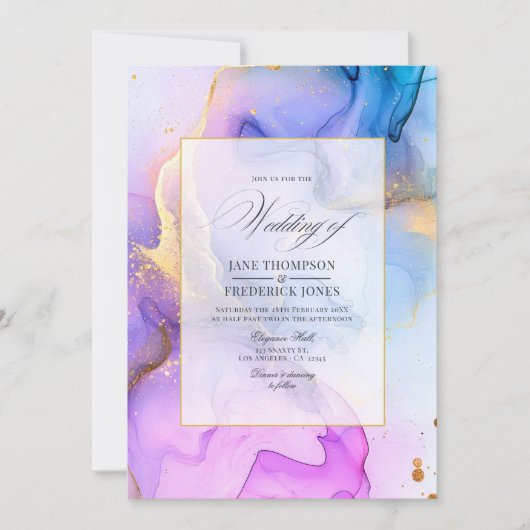 Elegante Bläscheneisen Hochzeit Einladung (Vorderseite)