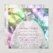 Elegante Blasen Rosa und Lila Quinceanera Einladung (Vorne/Hinten)