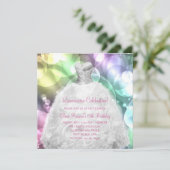 Elegante Blasen Rosa und Lila Quinceanera Einladung (Stehend Vorderseite)