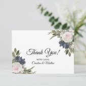 Elegante Bläserblüten Hochzeit Dankeschön Karte (Stehend Vorderseite)