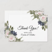 Elegante Bläserblüten Hochzeit Dankeschön Karte (Vorne/Hinten)