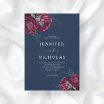 Elegante Bläsernavy Blue Burgundy Peonies Wedding