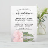 Elegante, blass Rosa Rose Hochzeit Probe Einladung (Stehend Vorderseite)