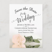 Elegante blassfarbene Peach-Rose Hochzeit Speicher Ankündigungspostkarte (Vorderseite)