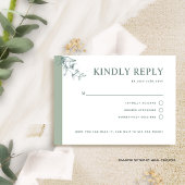 Elegante blassgrüne Hochzeit mit/ohne Mahlzeit RSV RSVP Karte