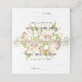 Elegante, blassrosa und goldene Rose Blumenhochzei Platzkarte (Außenseite Aufgefaltet)