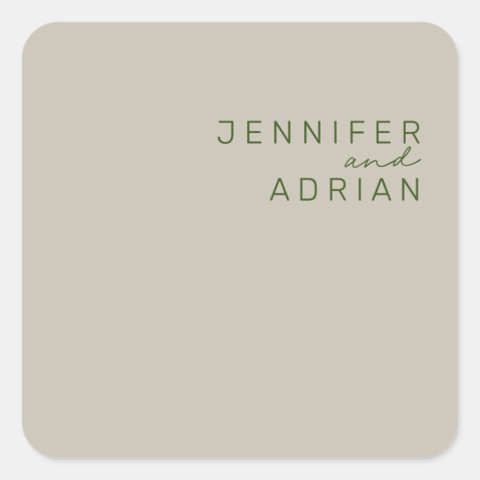 Elegante Blasssilber Minimal Moderne Umschlag Aufk Quadratischer Aufkleber (Vorderseite)