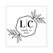 Elegante Blätter aus Monogramm-Hexagon-Gras Gummistempel (Prägung)