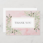 Elegante Blätter aus rosafarbenem Marmor Dankeskarte (Vorne/Hinten)