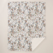 Elegante Blätter Berries Wasserfarben Weiße Blüte Sherpadecke (Vorderseite)