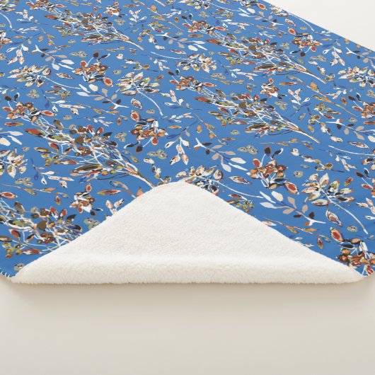 Elegante Blätter Berries Watercolor Blau Sherpadecke (3/4)