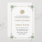 Elegante Blätter bilden einen Rahmen für islamisch Einladung (Vorne/Hinten)