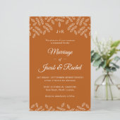 Elegante Blätter Deep Orange Hochzeit im Herbst Ei (Stehend Vorderseite)