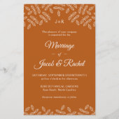 Elegante Blätter Deep Orange Hochzeit im Herbst Ei (Vorderseite)