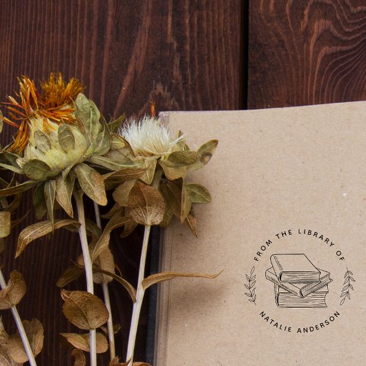 Elegante Blätter, die aus der Bibliothek von Gummistempel