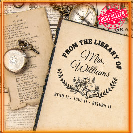 Elegante Blätter, die aus der Bibliothek von Permastempel