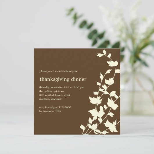 Elegante Blätter Erntedank/Fall-Party Einladungen (Stehend Vorderseite)