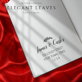 Elegante Blätter Familienname Rückgabeadresse Gummistempel