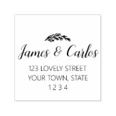 Elegante Blätter Familienname Rückgabeadresse Permastempel (Design)