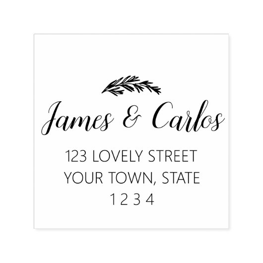 Elegante Blätter Familienname Rückgabeadresse Permastempel (Design)