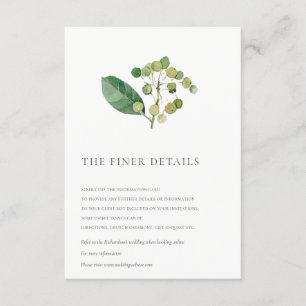 ELEGANTE BLÄTTER FOLIAGE GREENERY WEDEDING DETAIL BEGLEITKARTE