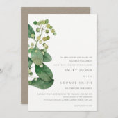 ELEGANTE BLÄTTER FOLIAGE GREENERY WEDING INVITE DANKESKARTE (Vorne/Hinten)