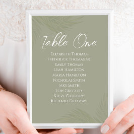 Elegante Blätter für Hochzeiten Tischnummer Green 