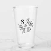 Elegante Blätter für Hochzeitsgrau Glas (Vorderseite)