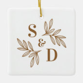 Elegante Blätter für Hochzeitsgrau Keramikornament (Vorderseite)