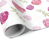 Elegante Blätter für Hübsche Rosa und Lila Rose Geschenkpapier (Rolleneckpunkt)