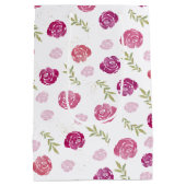 Elegante Blätter für Hübsche Rosa und Lila Rose Mittlere Geschenktüte (Rückseite)