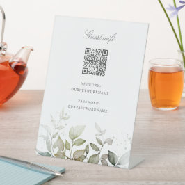 Elegante Blätter Gast Wifi qr Code Pedestal Sign Sockelschild