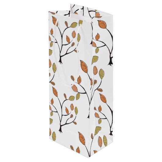 Elegante Blätter Geschenktüte Für Weinflaschen (Rückseite Schrägansicht)