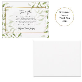 Elegante Blätter Gold Frame Beerdigung Orthodox Dankeskarte