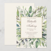 Elegante Blätter Goldgräber Wasserfarbenprägung Einladung (Vorne/Hinten)