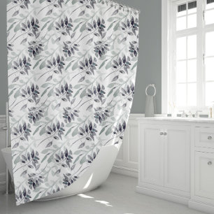 Elegante Blätter, grau und weich, grün-grau, flora Duschvorhang
