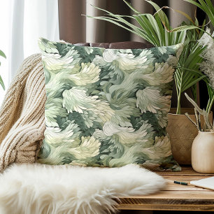 Elegante Blätter Grüne Farbtöne Botanisch Kissen
