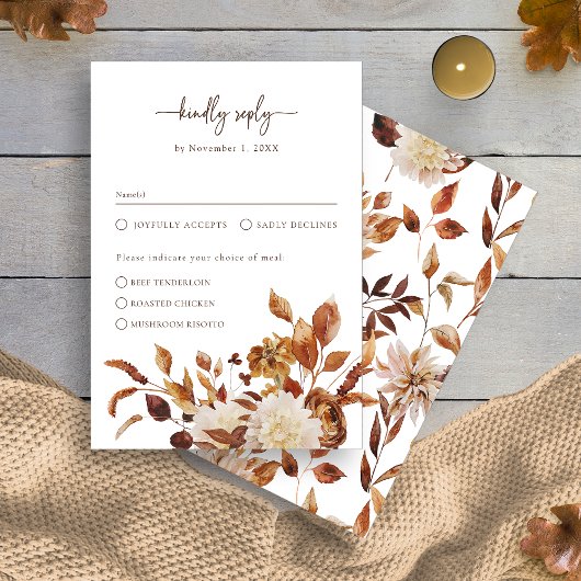 Elegante Blätter Herbst RSVP Karte