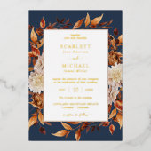 Elegante Blätter Hochzeit Folieneinladung (Vorderseite)