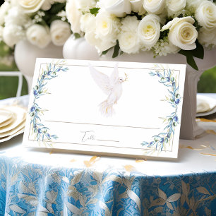Elegante Blätter Hochzeit über Wasserfarben Platzkarte
