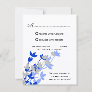 Elegante Blätter in Blau Silber RSVP-Karten RSVP Karte